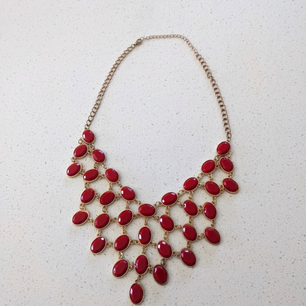 Red Stone Bib Necklace